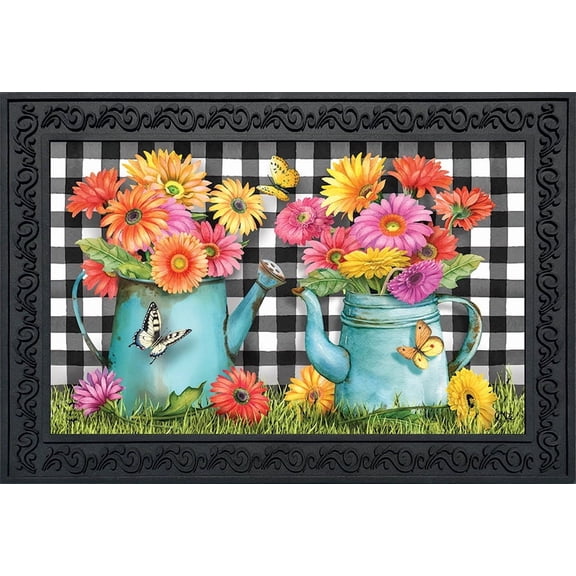 Briarwood Lane Gerber Daisy Watering Can Doormat