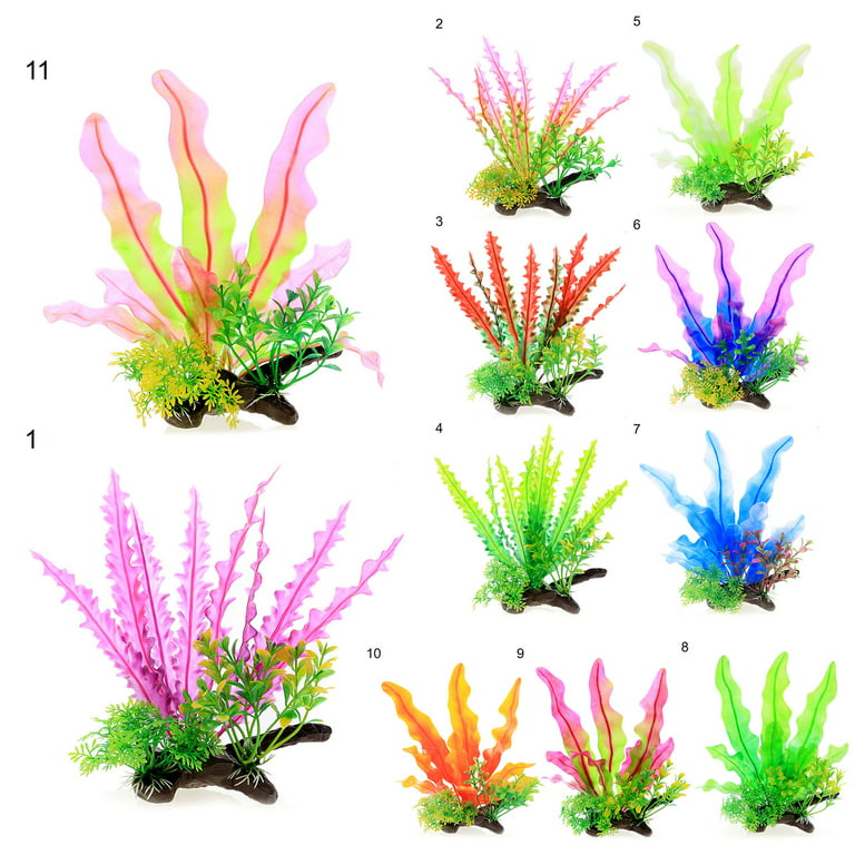 HEVIRGO 22cm Fish Tank Plant Vivid Vibrant Color Plastic Fake Seaweed  Aquarium Decoration for Underwater Clear Plastic 