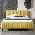 thumbnail image 3 of Omax Decor Spencer Wood/Fabric Upholstered Queen Platform Bed in Gold Velvet, 3 of 6