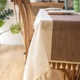 thumbnail image 3 of Enova Home 54"x 80" High Quality Tablecloth with Tassels, Rectangle Cotton and Linen Table Protector Cover for Table Decoration (Blue Purple), 3 of 6