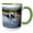 Green/White, variant on 3drose, Large White Egret Flying on the Coast, 11oz Mug