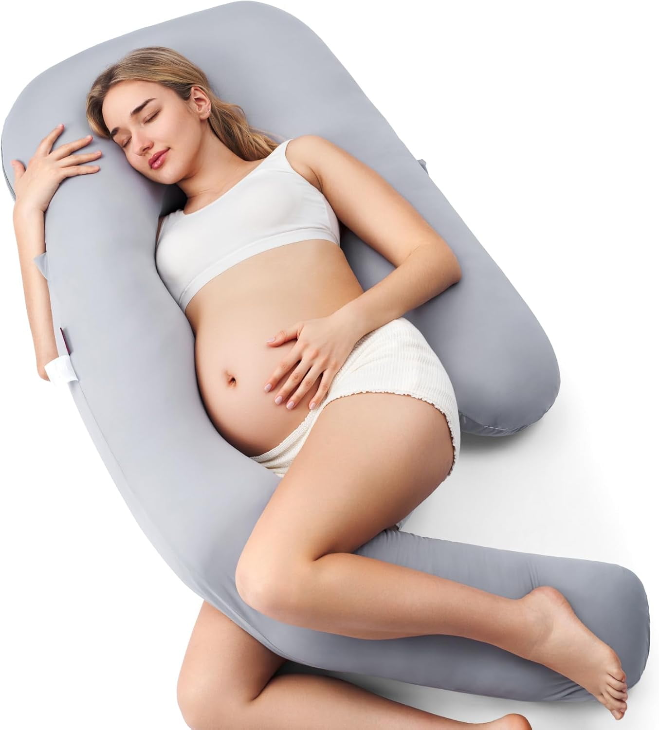 Pregnancy Pillow for Sleeping, Dreamlign U Pro Maternity Pillow with Adjustable Leg Pillow, Removable Cover - Support for Back, Hip, Belly, Legs for Pregnant Women, 50-72 Inch Full Body Pillow