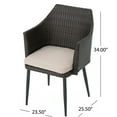 thumbnail image 5 of JERFIT 2-Piece Outdoor Patio Dining Chairs Set, Brown All-Weather PE Rattan Armchairs with Waterproof Cushions, 5 of 10