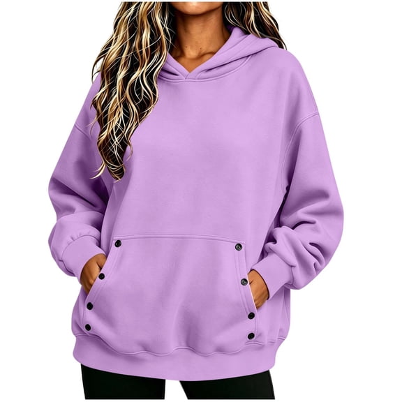 Nowekniz Women Oversized Drop‑Shoulder Fleece Hoodie Pullover Sweatshirt, Soft‑Touch Top With Large Kangaroo Pocket, Solid Color Casual Fall Daily Outfits