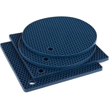 Hot Pads for Kitchen, Silicone Pot Holders for Hot Pots and Pans, Silicone Mats for Kitchen Countertops, Table, Flexible Easy to Wash and Dry, Navy