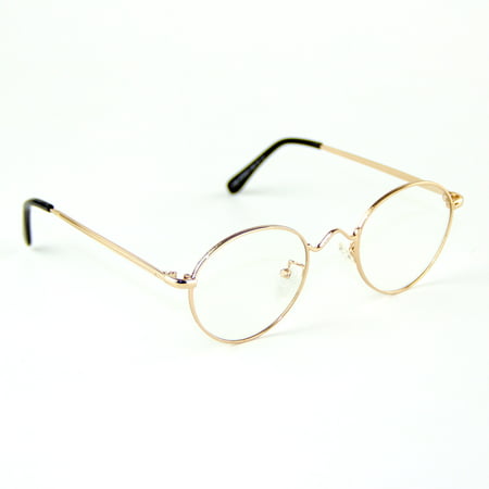 Cyxus Plain Glasses Spectacles Retro Metal Round Gold Frame Eyewear