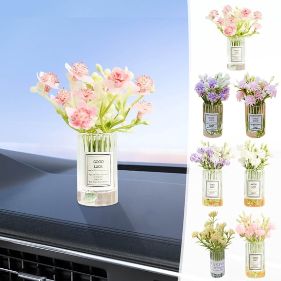 RKSTN Daisy Flowers in Glass Vase Cute Car Accessories Air Freshener for Rear View Mirror & Dashboard Decorations Funny Car Interior Ornaments for Women Gifts