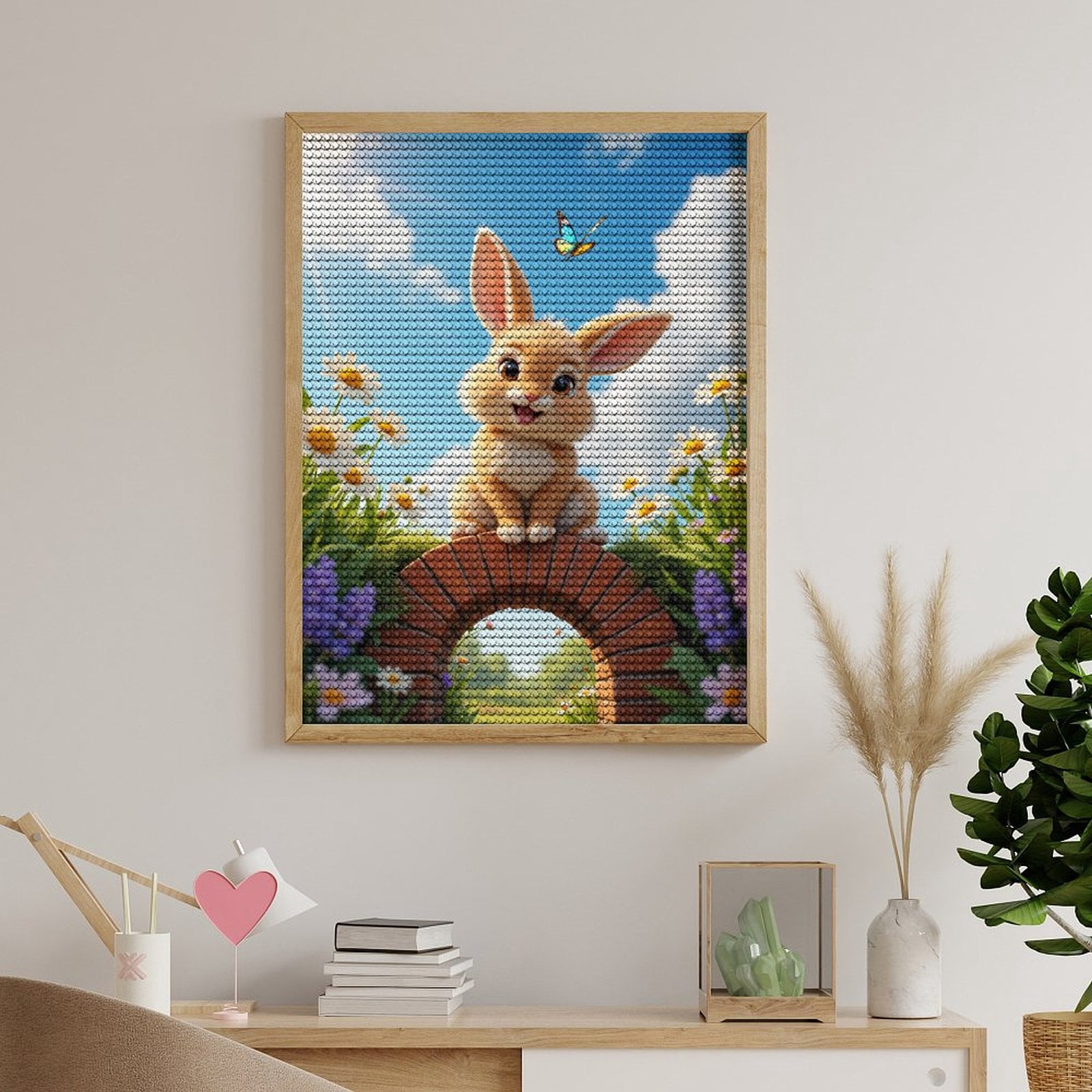 Diamond Art Kits for Adults, Rabbit On Brick Arch With Butterfly 5D Diamond Painting Kits for Adults Beginners, DIY Full Drill Diamond Painting, Gem Art and Crafts 12x16