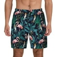 thumbnail image 2 of Picia Flamingos And Birds pattern Mens Swim Trunks with Compression Liner Stretch Beach Shorts Quick Dry with Zipper Pockets No-Chafing Board Shorts-Large, 2 of 9