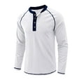 thumbnail image 5 of Hanerdun Men Casual T-Shirts Male Crew Neck Long Sleeve T-Shirt White M, 5 of 5