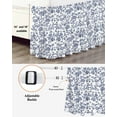 thumbnail image 3 of Vintage Blue Floral Bed Skirt California King Size 18" Drop Farmhouse Flower Pastoral Style Ruffled Wrap Around Bed Skirts Adjustable Elastic Bedskirt Dust Ruffle for California King Size Bed, 3 of 7