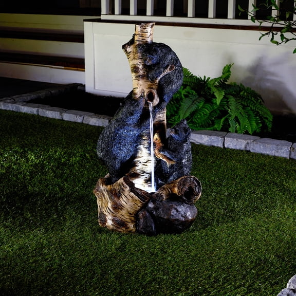 Hi-Line Gifts Cascading Bear Climbing Outdoor Garden Water Fountain - 29.5"