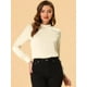 thumbnail image 2 of Blusa de manga de soplo fruncida plisada con cuello alto Allegra K suave sedoso para mujer Beige S, 2 of 5