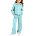 thumbnail image 6 of Angala 2 Piece Outfits For Girls Hooded Long Sleeve Sweatshirt With Wide Leg Pants Set Girls Autumn Daily Wear Clothes, 6 of 7
