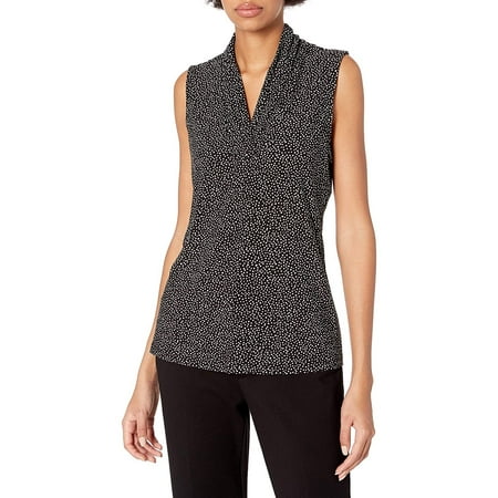 Anne Klein Women's Tess Triple Pleat Sleeveless Top Black Size XXS