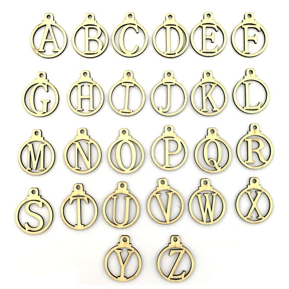 Wooden A-Z Name Surname 26 Letter Round Tag Gift Box Label Tag Cards Wedding Christmas Favor Label Festival DIY Decor