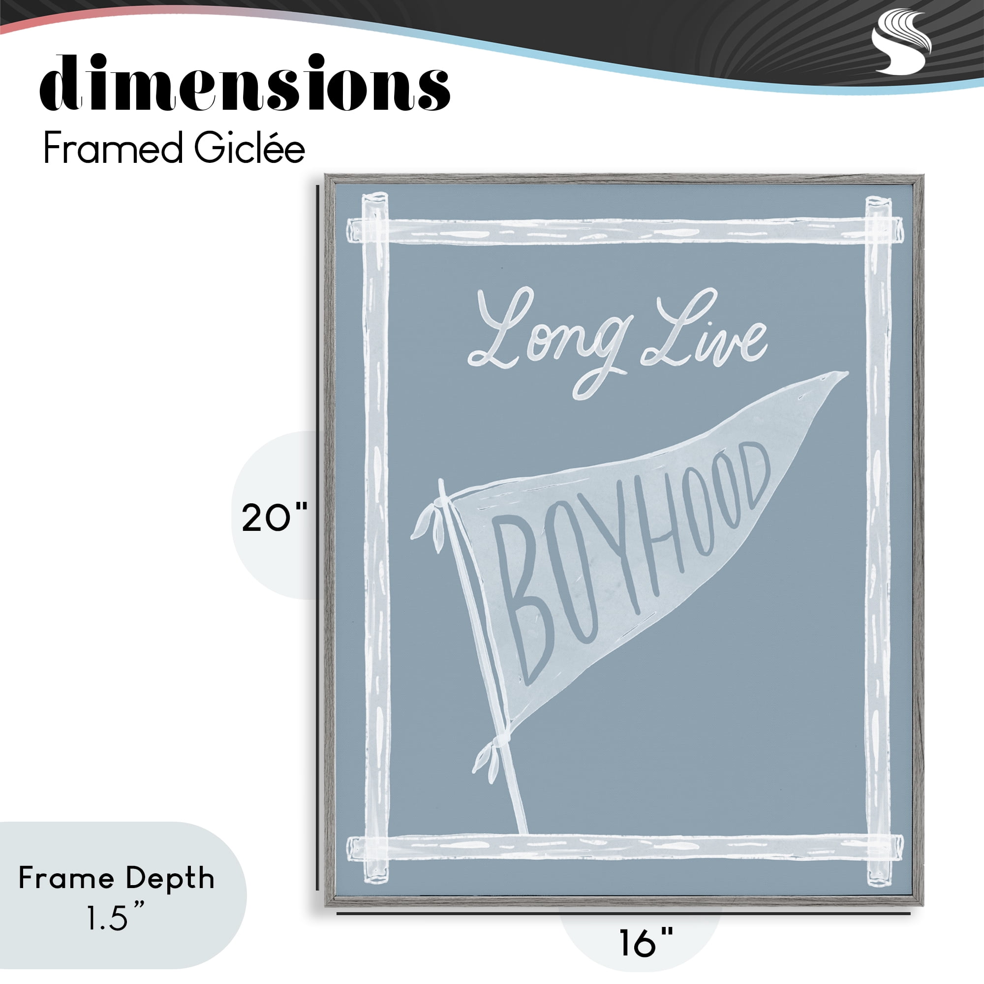 Stupell Industries Long Live Boyhood with Border Gray Framed Giclee Art, design by Cherrywood Lane