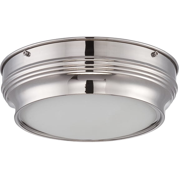 Nuvo Lark 16w 9.75" LED Flush Fixture w/ Satin White Glass in Polished Nickel