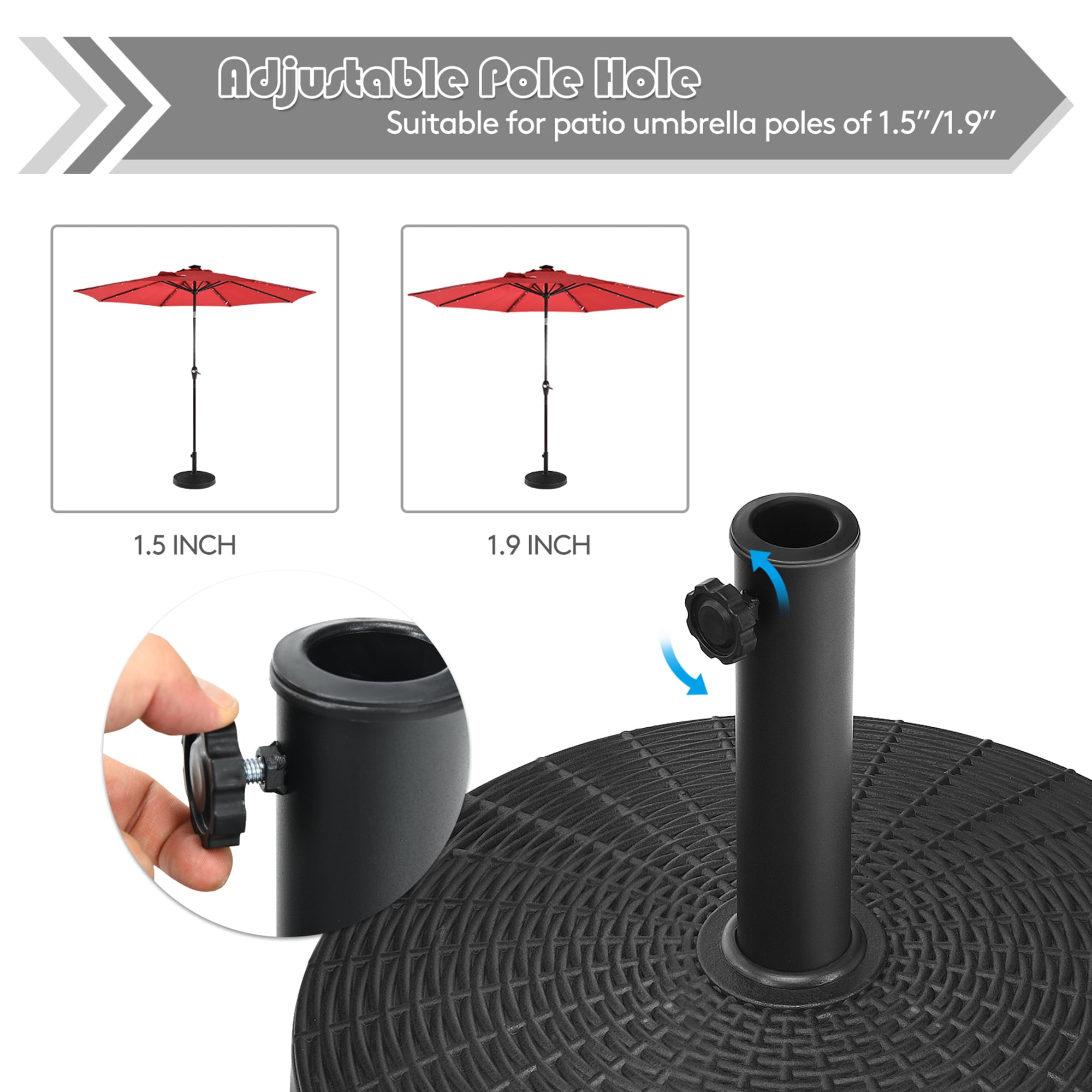 Gymax 49 lbs Round Resin Patio Umbrella Base Stand Holder w/ Adjustable Knob