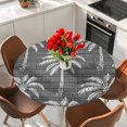 thumbnail image 2 of Dark Grey Palm Tree Round Tablecloth 36-44 Inch Round Fitted Table Cloth with Elastic Edge, Summer Botanical Tropical Tree Waterproof Table Cover Protector for Outdoor Picnic Party Dining, 2 of 9