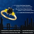 thumbnail image 2 of Gem Stone King 18K Yellow Gold Plated Silver Black Sapphire and Yellow Sapphire Engagement Ring for Women | 3.22 Cttw | Oval 9X7MM | Gemstone September Birthstone | Size 7, 2 of 6