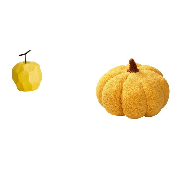 Escultura De Calabaza De Porcelana, Adorno De Fruta De Peluche, Estatua De Mesa Coleccionable, Cojín Decorativo Geométrico Para Sofá, Para Festival, Oficina, Dormitorio, Decoración De