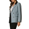 thumbnail image 4 of INSPIRE CHIC Women's Notched Lapel One Button Long Sleeve Jacket M Blue, 4 of 6
