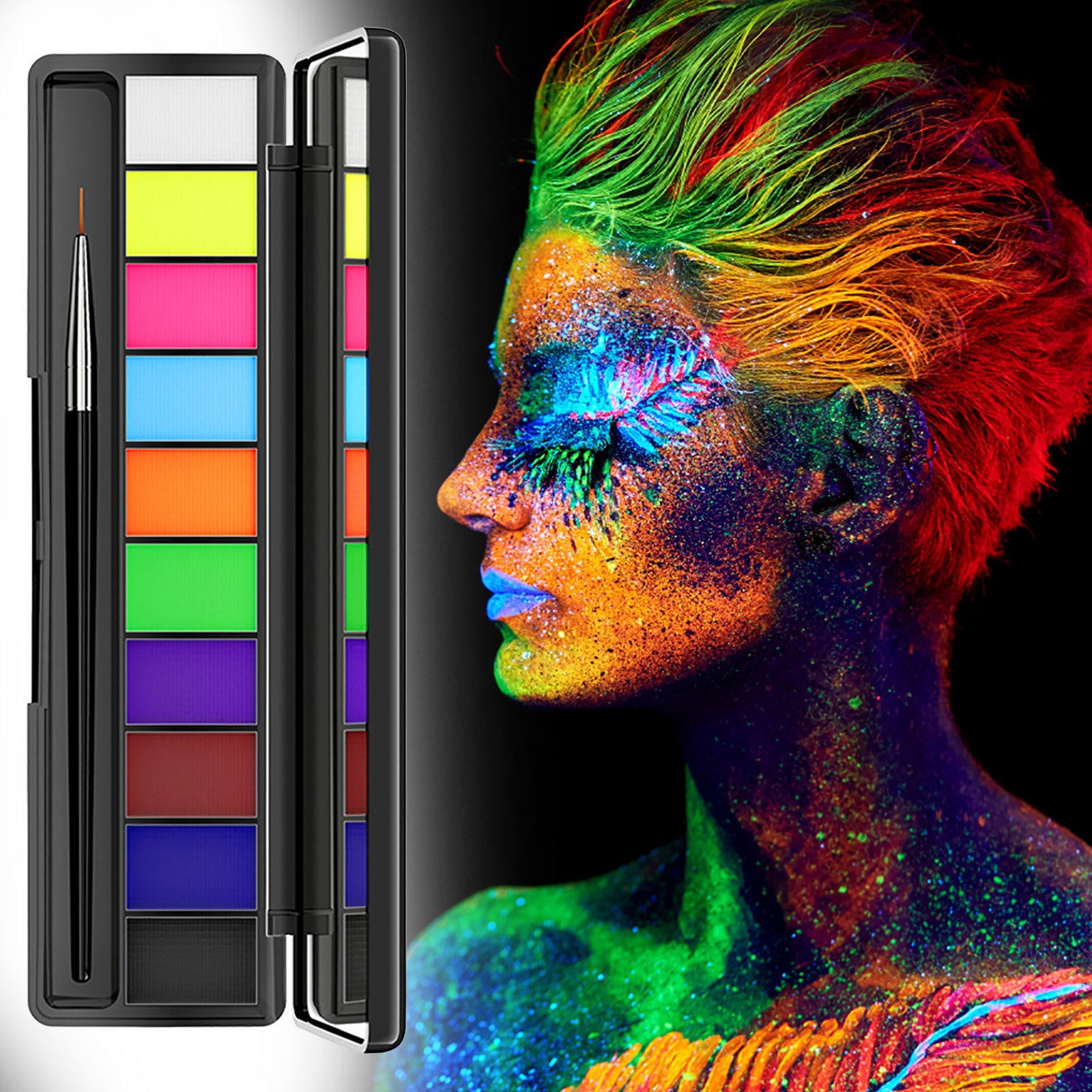 BVENDANO Professional Face Painting Kit for Kids Adults 22x10 gm One Stroke  Split Cake Face Paint Palette Water Based Pro Quality Body Paint Rainbow