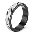 thumbnail image 1 of Visland Finger Ring Frosted Slash Line Color Block Men Women Striped Turnable Ring Jewelry, 1 of 8