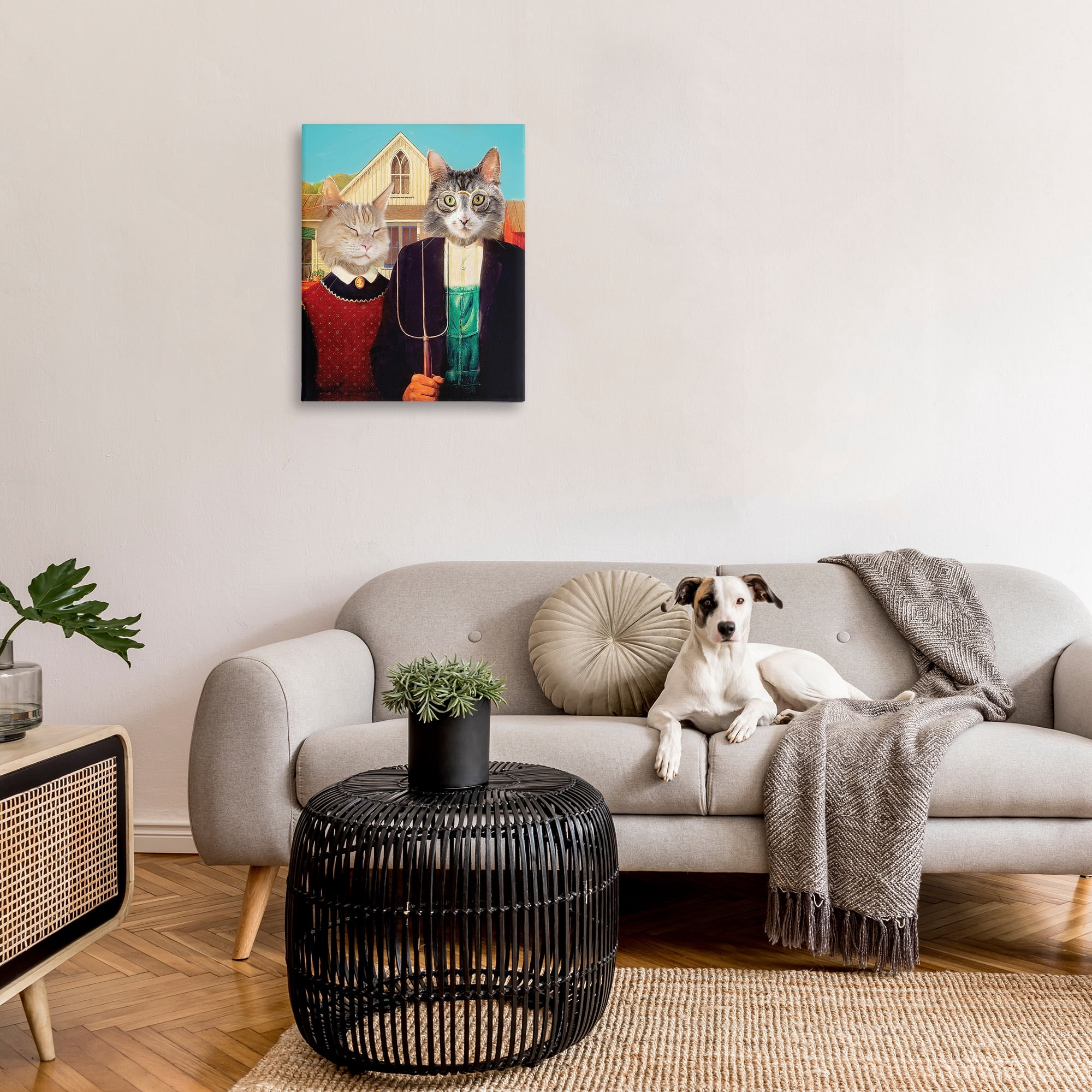 Stupell Industries Funny Classic Cat Painting Animals & Insects Painting Gallery Wrapped Canvas Art Print Wall Art, 24 x 30