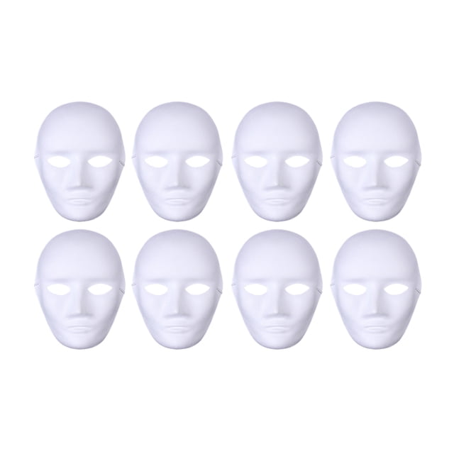8pcs Diy Pintura en blanco Máscara Pulp Mask Mask de graffiti para la máscara de fiesta de la mascarada de vestimenta de cosplay (cara masculina)