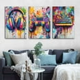 thumbnail image 4 of Graffiti Gaming Wall Decor Cool Gamer Room Decor for Teen Boys Street Pop Game Wall Hieng for Men Bedroom Cyberpunk Gamepad Headphones Canvas Pictures Playroom Living Room Home Decorations, 4 of 6