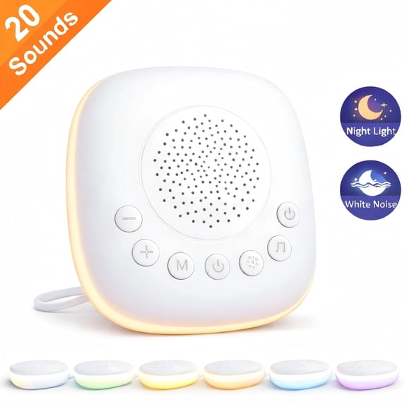 KING BOWOLF White Noise Machine for Baby & Adults, Portable Sleep Sound Machine with 20 Soothing Sounds, Night Light, Timer & Memory