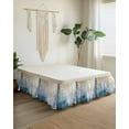 thumbnail image 2 of Absstract Color Block Bed Skirt Queen Size 16" Drop Blue Beige Gradient Art Ruffled Wrap Around Bed Skirts Adjustable Elastic Bedskirt Dust Ruffle for Queen Size Bed, 2 of 7
