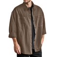 thumbnail image 1 of QHFBli Men's Washed Denim Long Sleeve Shirt, StandCollar Thick Denim Air Layer Warm for Outdoor&Trendy Wear Button Down Shirt, 1 of 3