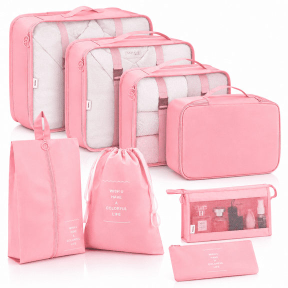8Pcs Packing Cubes for Luggage ,Travel Packing Organizers Packing Cubes for Travel (Beige)