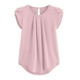 thumbnail image 6 of bnaln Womens Tops Promotion Ladies T-Shirts Crewneck Summer Petal Sleeve Tops Dressy Casual Shirts Pleated Business Tunic Tops Loose Fit Tees Blouse, 6 of 6