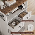 thumbnail image 2 of Vabches Farmhouse Storage Cabinet with 2Drawers and 2 Barn Doors, 23'' Wood Floor Cabinet with Open Shelf for Kitchen, Living Room, Hallway, White, 2 of 11