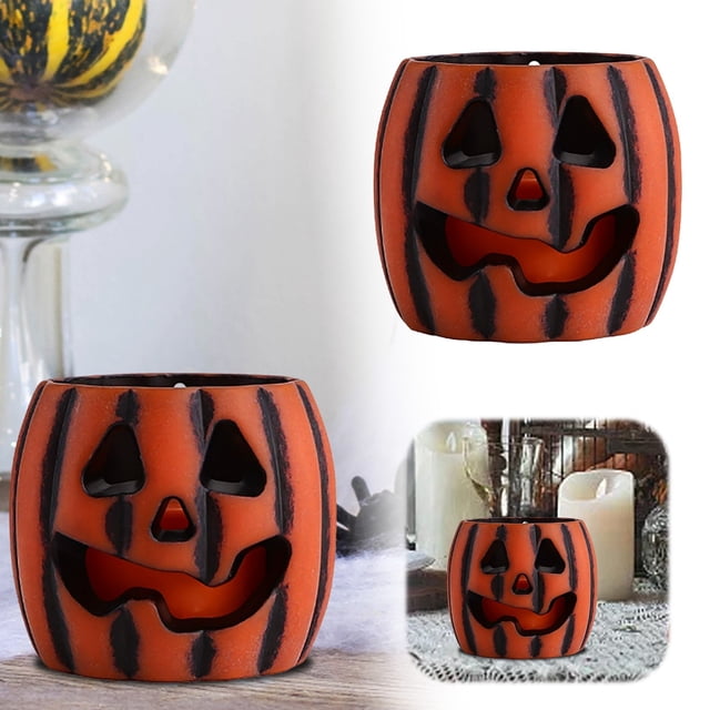 KER Halloween Decorations Pumpkin LED Candle Light Desktop Ornament For Home Party Festival Atmosphere Warm Glow Decorative Tabletop Display