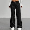 thumbnail image 2 of Women's Soft Stretchy Wide Leg Pants for Women, Mid Elastic Waist, Straight Leg Solid Color, Business Casual Work Office Lounge, Womens Trousers Cropped Pants | UKHCCC,Black L, 2 of 8