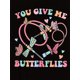 thumbnail image 2 of Camiseta informal de manga corta y cuello redondo para mujer, con estampado "Me das mariposas", estampado geométrico, de punto de algodón, cómoda camiseta de verano, ropa deportiva para el tiempo libr, 2 of 8