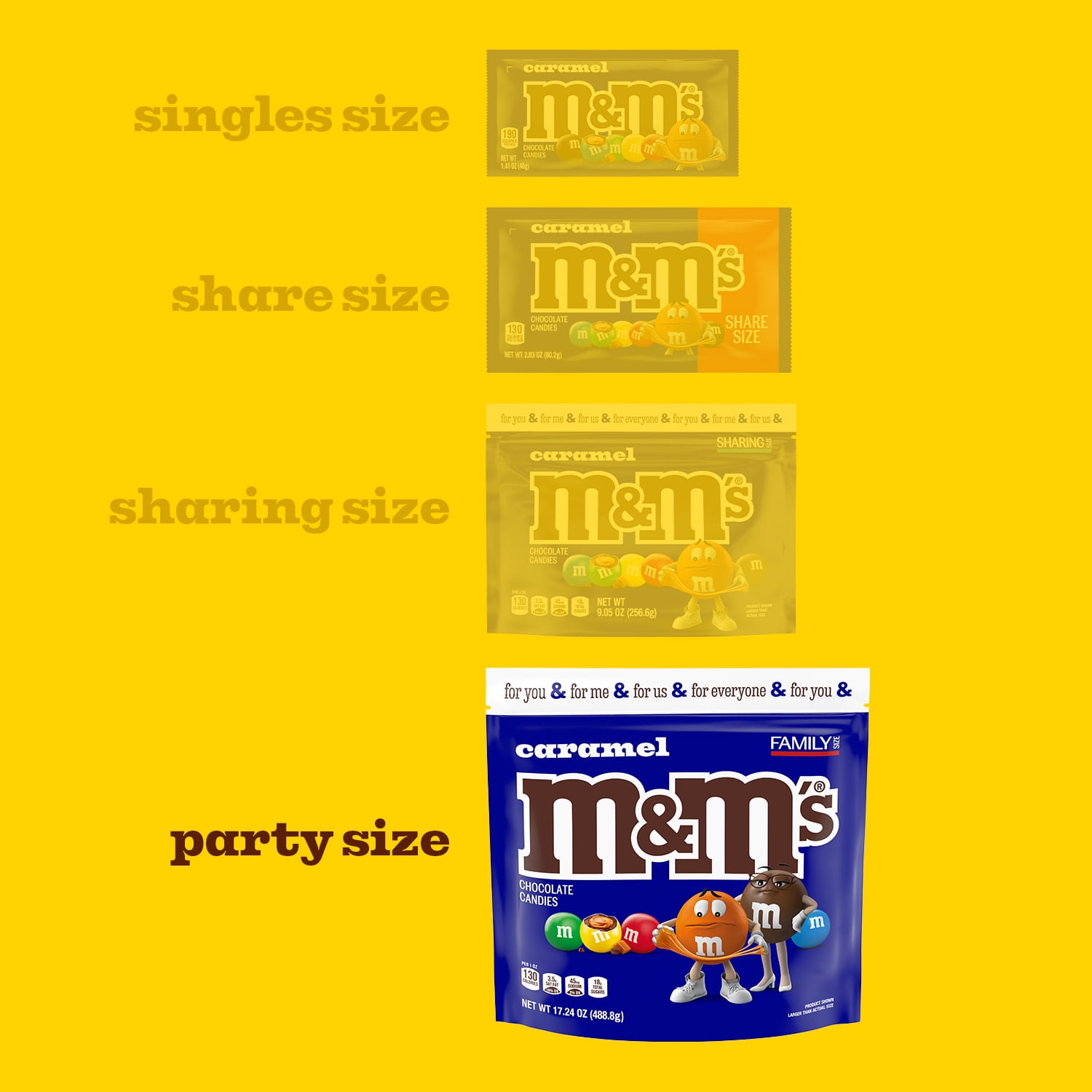 (3 pack) M&M's Caramel Chocolate Movie Night Candy, Party Size, 34 oz Bulk Bag