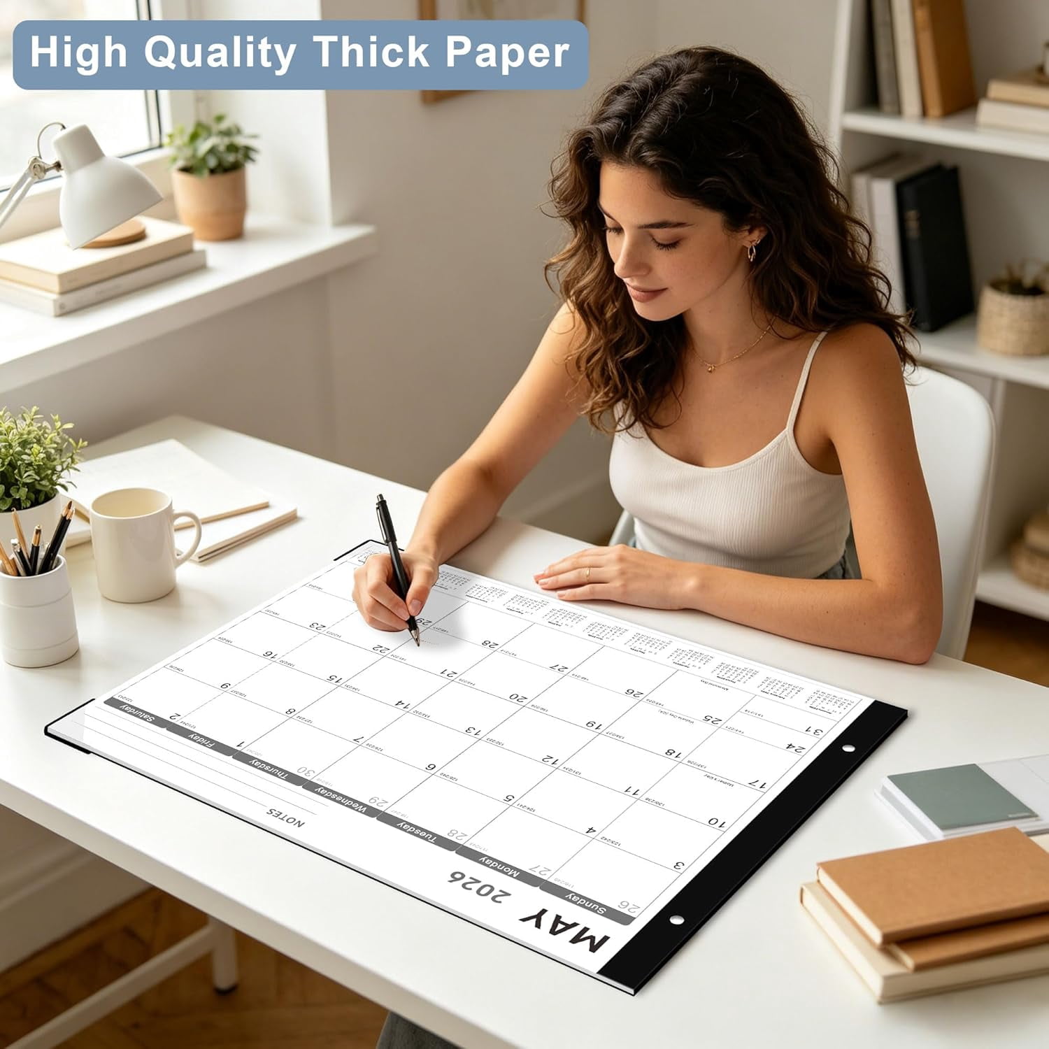 Desk Calendar 2026, 22" x 17" Large Calendar, 18 Mouths From January 2026 to June 2027, Desktop with Notes and Thick Paper for Home, Office School
