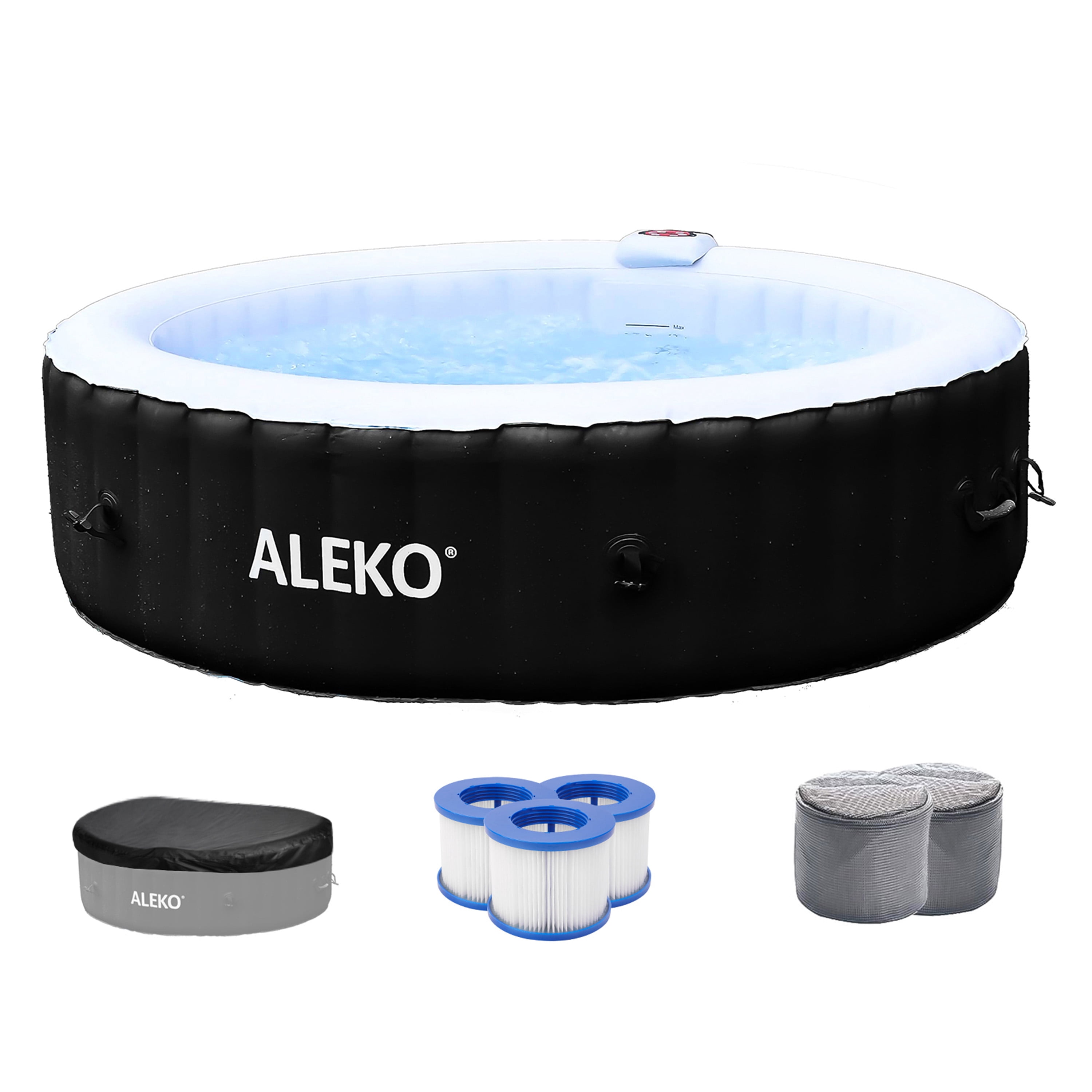 ALEKO 6 Person 130 Jet Outdoor Inflatable Hot Tub Spa with Cover