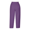 thumbnail image 4 of Seductiva Soft Leggings for Women Pants for Women Casual 2025 Summer Drawstring Elastic High Waist Linen Pants Wide Leg Cropped Trousers Loose Casual Pants, 4 of 5