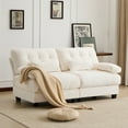 thumbnail image 4 of 67" Loveseat Sofa with 4 Position Adjustable Backrest, Comfy Chenille Fabric Cloud Couch with 16.9" Deep Seat and 4 Soft Pillows, Mid Century Modern Couch for Apartment Dorm Living Room, Beige, 4 of 9