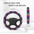 thumbnail image 4 of Disketp Leopard Neon Rainbow Gradient Elastic Microfiber Steering Wheel Cover for Truck,SUV,Cars,Universal 15 inch,Anti-Slip, 4 of 6