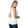 thumbnail image 3 of LiangRou Women's Mini-Ribbed Stretch Scoop Neck Tank Top Creamy White Small (US 2 4 6), 3 of 6