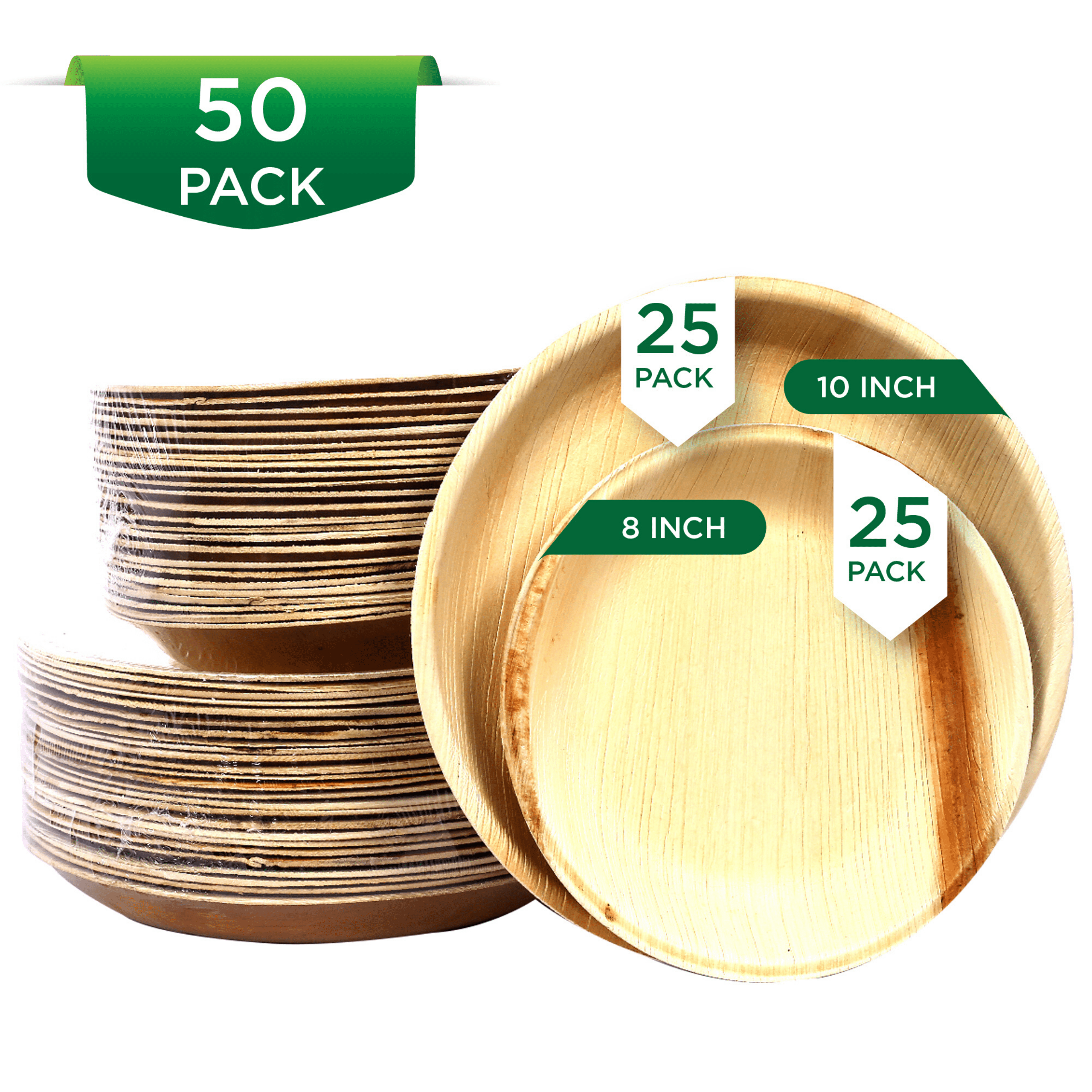 25 Pack Naturally Chic Compostable Biodegradable Disposable Plates Palm Leaf 10” Oval Small Dinnerware Set Eco Friendly Alternative Event Plates Wedding Party 