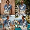 thumbnail image 2 of FOR U DESIGNS Crane Flower Print Couples Matching Outfits His and Hers Matching Set Linen-Look Women Sleeveless Dress with Pocket or Men Casual Shirt, 2 of 7